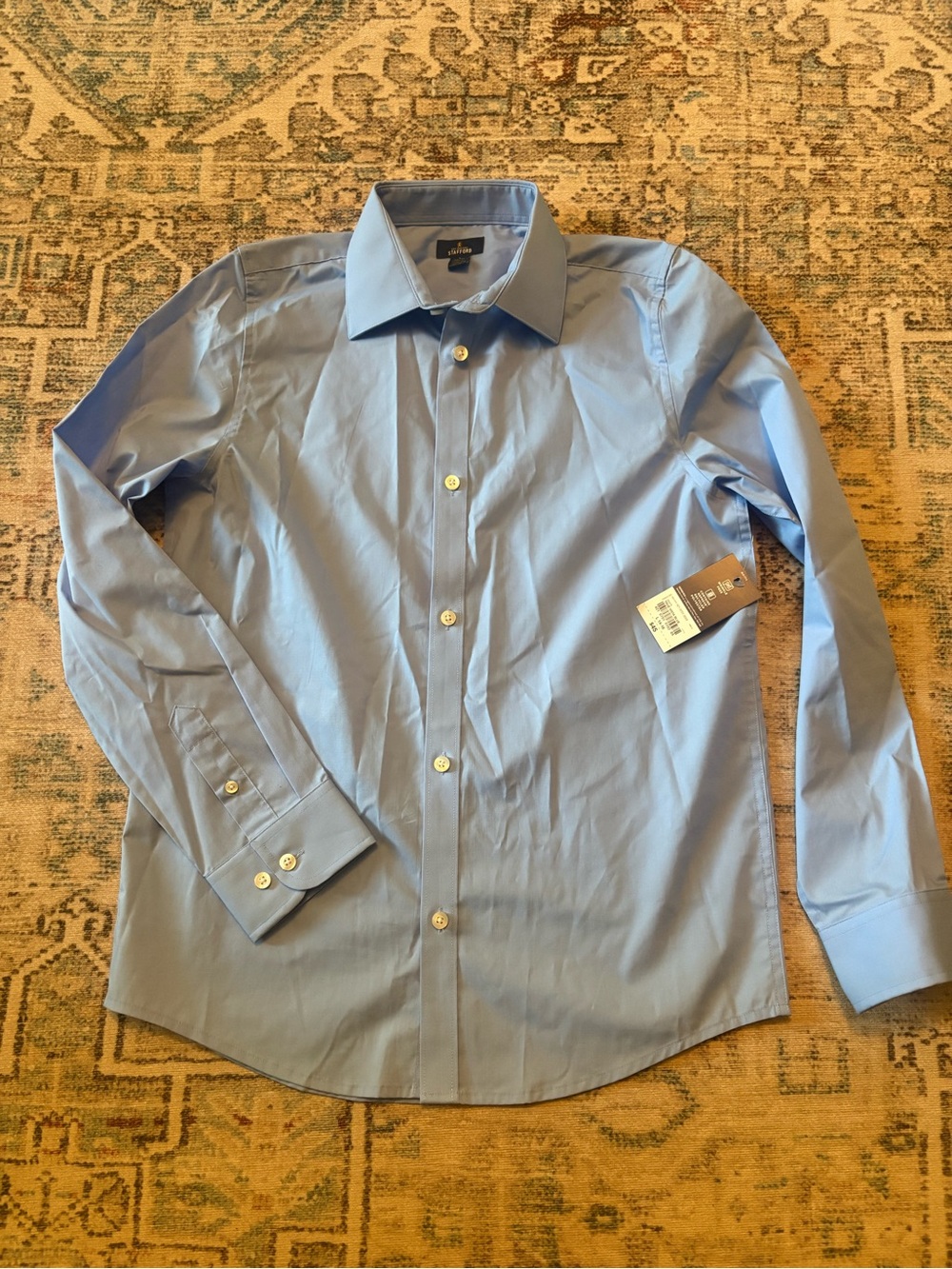 NEW Stafford blue button down, boys L (14/16)